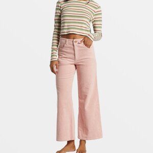 BILLABONG BE FREE THICK CORDUROY ANKLE WIDE PANTS DUSTY PEACH NWT $90 30 w
